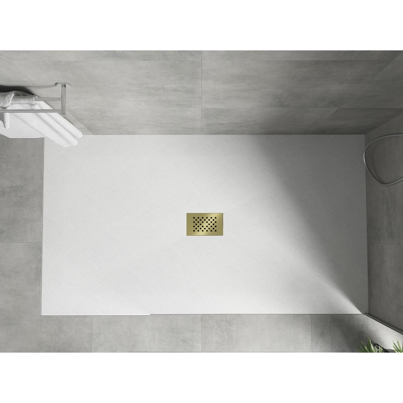 Mexen Hugo rechteckige Duschwanne SMC 150 x 100 cm, weiß, goldene Abdeckung - 42101015-G