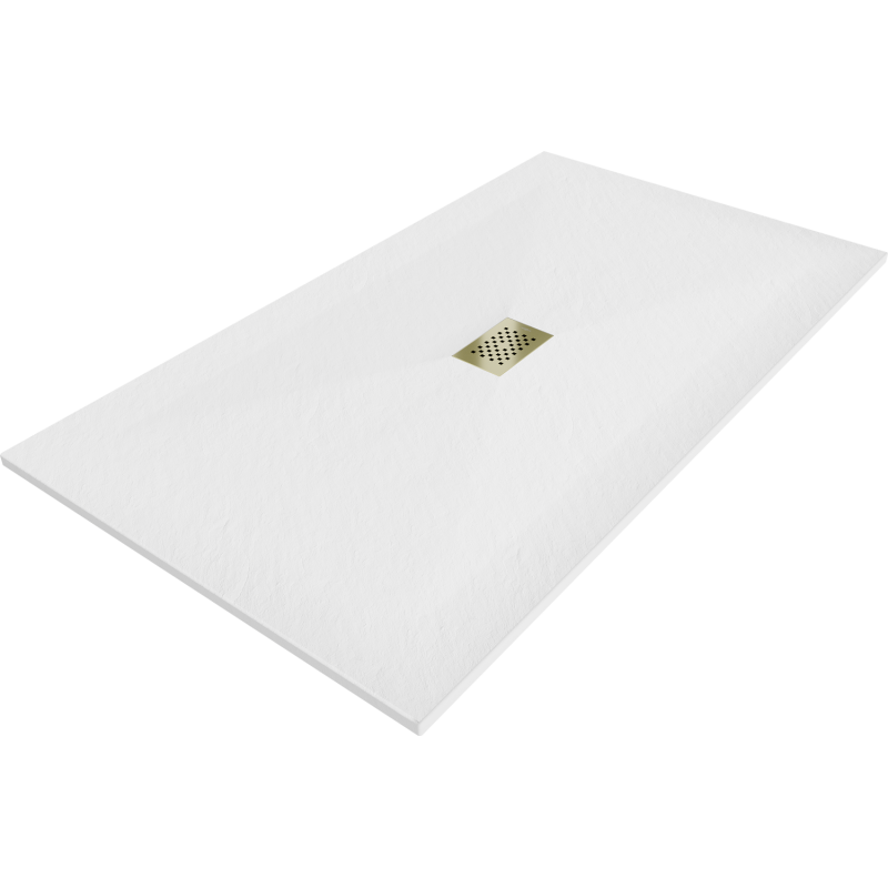 Mexen Hugo rechteckige Duschwanne SMC 170 x 100 cm, weiß, goldene Abdeckung - 42101017-G