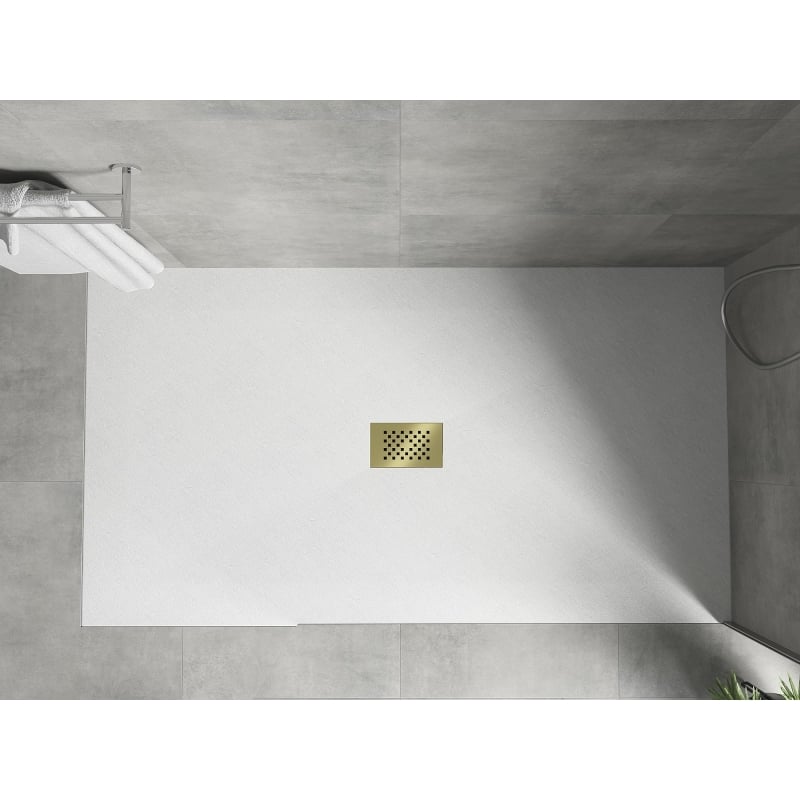 Mexen Hugo Rechteckige Duschwanne SMC 180 x 100 cm, weiß, goldene Abdeckung - 42101018-G