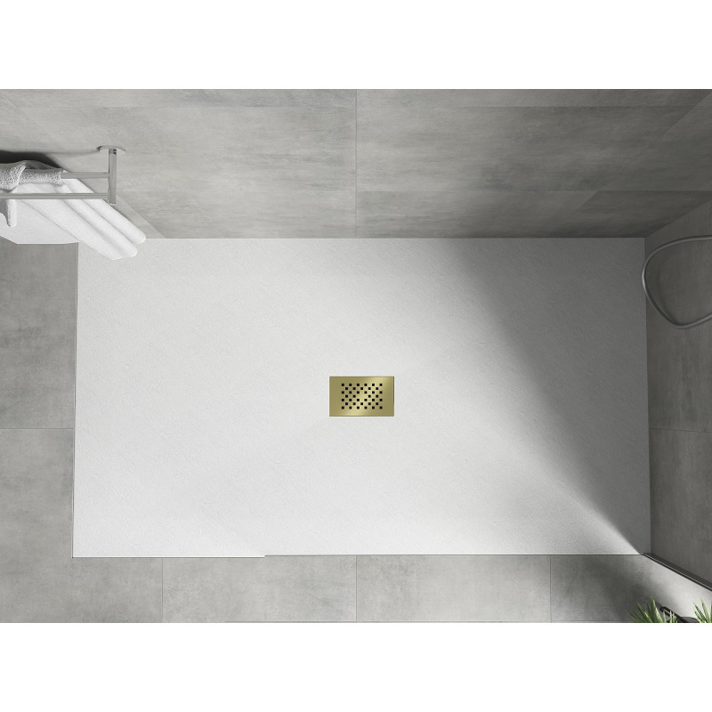 Mexen Hugo Rechteckige Duschwanne SMC 200 x 100 cm, weiß, Abdeckung in Gold - 42101020-G