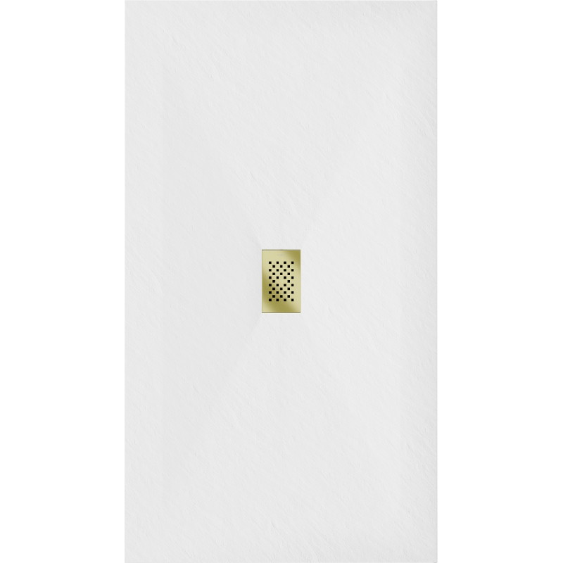 Mexen Hugo Rechteckige SMC-Duschwanne 160 x 100 cm, weiß, goldene Abdeckung - 42101016-G