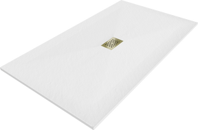 Mexen Hugo rechteckige Duschwanne SMC 180 x 100 cm, weiß, Abdeckung gold - 42101018-G