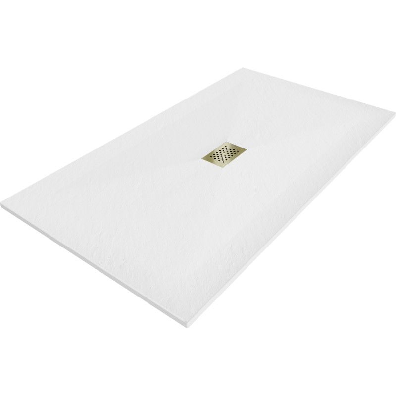 Mexen Hugo rechteckige Duschwanne SMC 200 x 100 cm, weiß, Abdeckung gold - 42101020-G