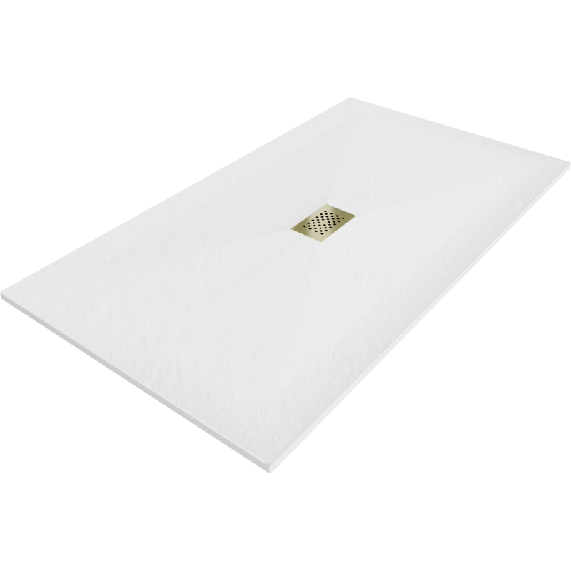 Mexen Hugo rechteckige Duschwanne SMC 200 x 100 cm, weiß, goldene Abdeckung - 42101020-G