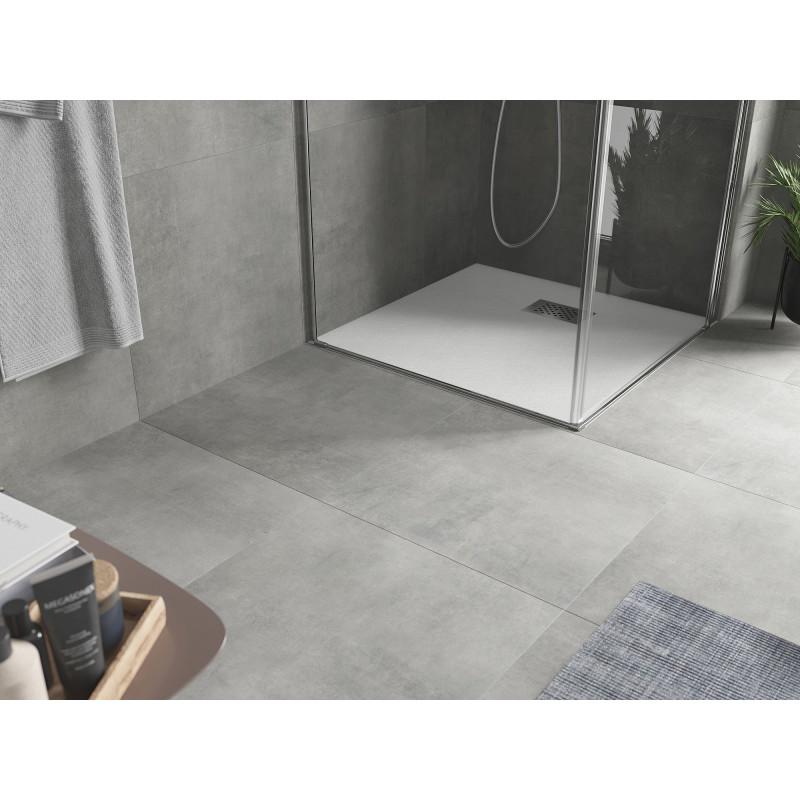 Mexen Hugo Quadratische Duschwanne SMC 90 x 90 cm, weiß, Inox-Blende - 42109090-X