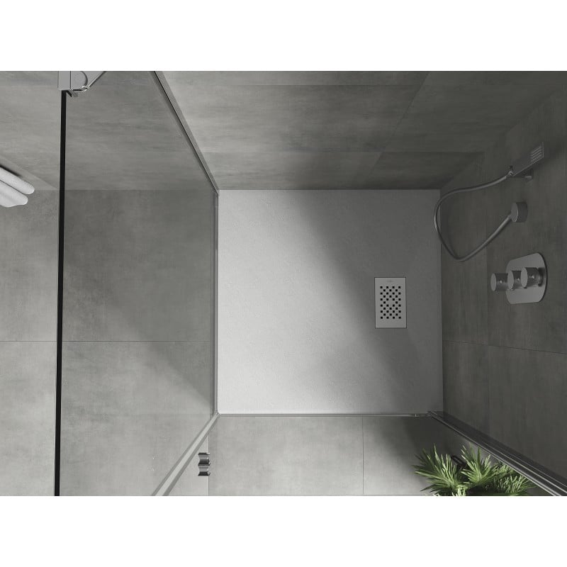 Mexen Hugo quadratische Duschwanne SMC 70 x 70 cm, weiß, weiße Abdeckung - 42107070-W