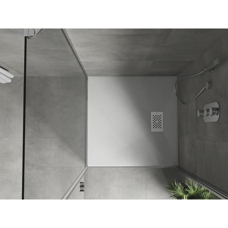 Mexen Hugo quadratische Duschwanne SMC 80 x 80 cm, weiß, weiße Abdeckung - 42108080-W