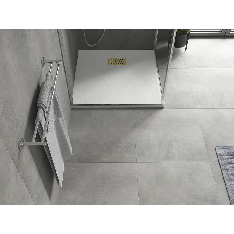 Mexen Hugo Duschwanne quadratisch SMC 70 x 70 cm, weiß, goldene Abdeckung - 42107070-G