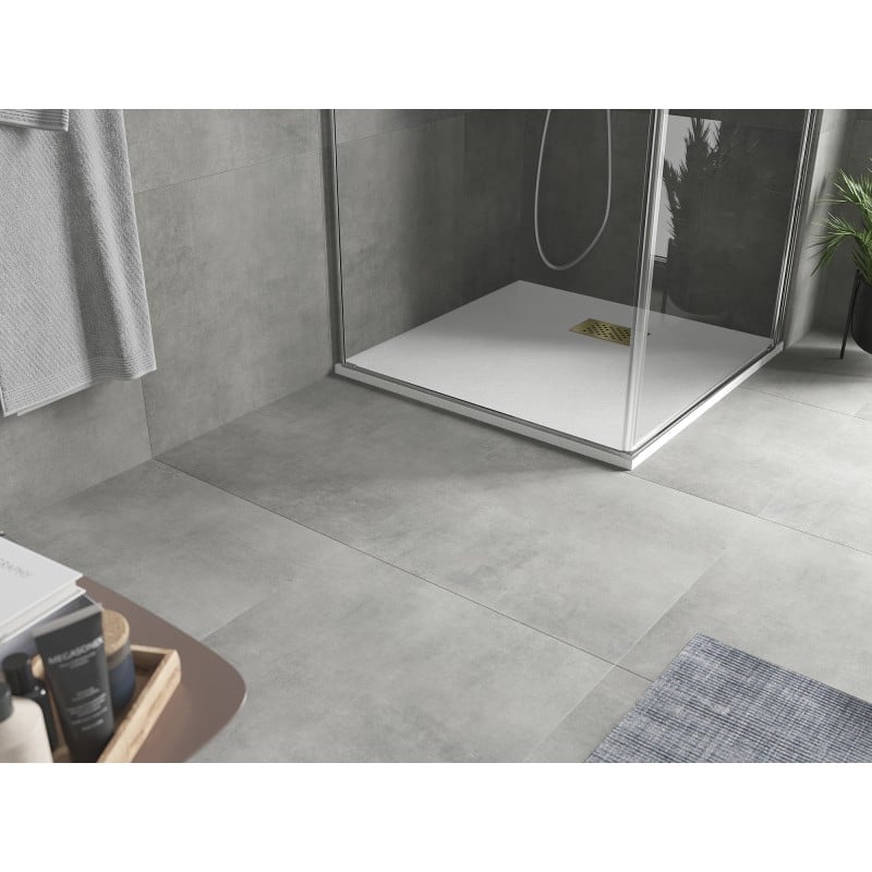 Mexen Hugo Duschwanne quadratisch SMC 70 x 70 cm, weiß, goldene Abdeckung - 42107070-G