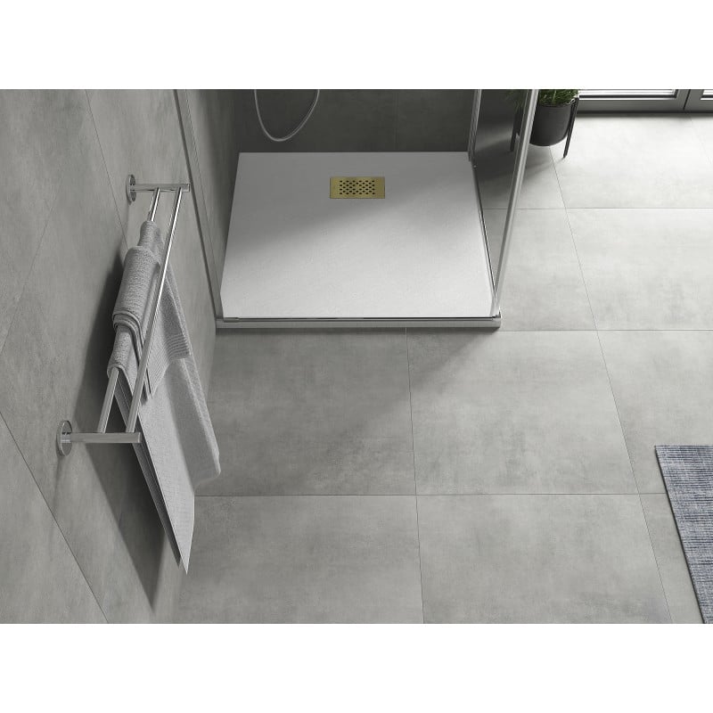 Mexen Hugo quadratische Duschwanne SMC 80 x 80 cm, weiß, goldene Abdeckung - 42108080-G