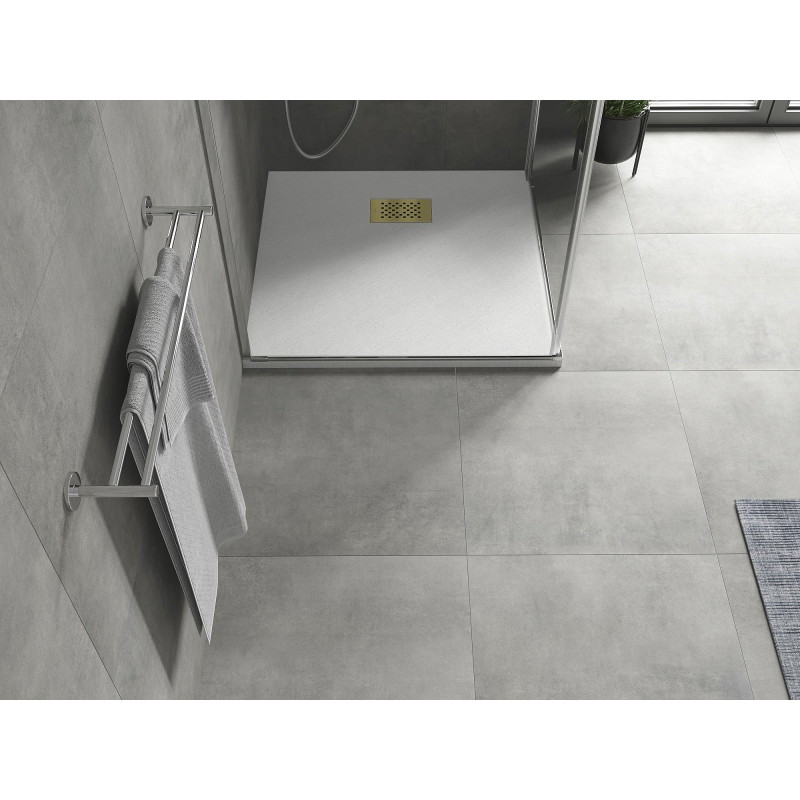 Mexen Hugo quadratische SMC-Duschwanne 80 x 80 cm, weiß, goldene Abdeckung - 42108080-G