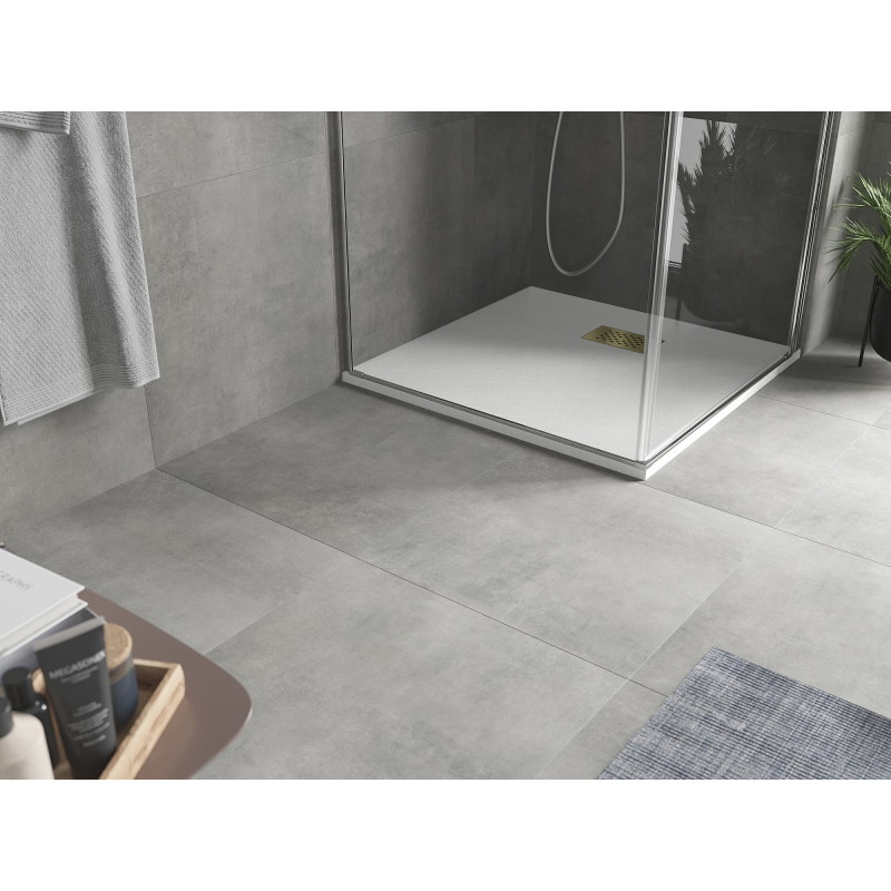 Mexen Hugo Quadratische Duschwanne SMC 80 x 80 cm, weiß, Abdeckung gold - 42108080-G