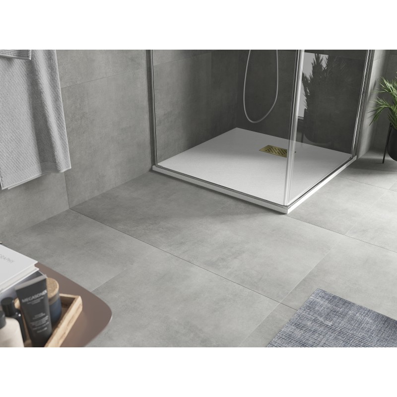Mexen Hugo quadratische Duschwanne SMC 80 x 80 cm, weiß, goldene Abdeckung - 42108080-G