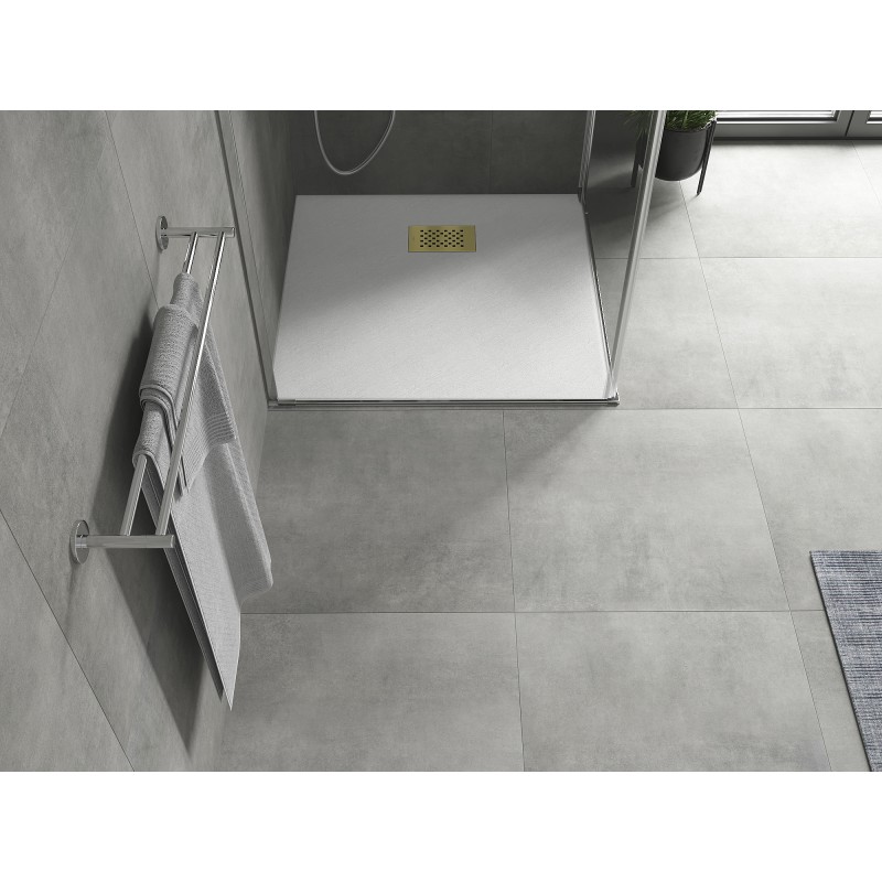 Mexen Hugo quadratische Duschwanne SMC 80 x 80 cm, weiß, goldene Abdeckung - 42108080-G