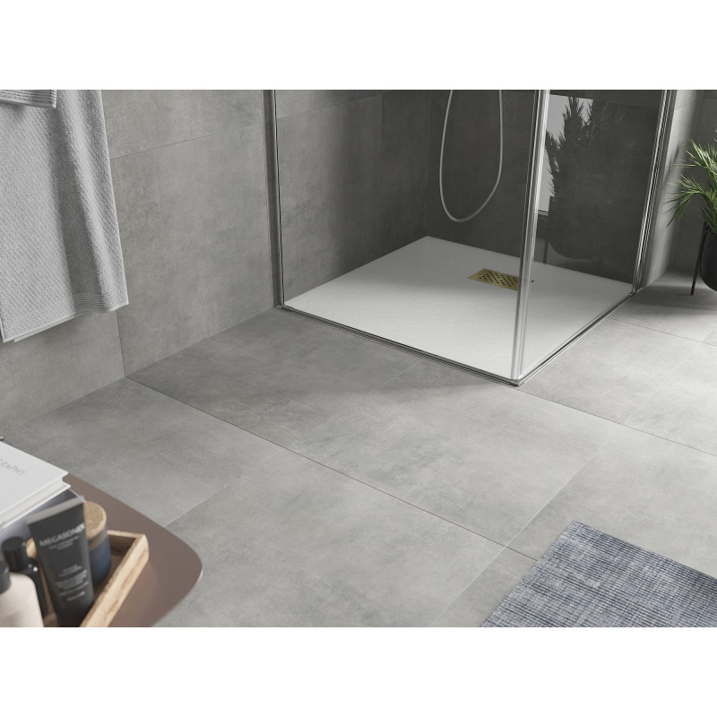 Mexen Hugo quadratische SMC-Duschwanne 80 x 80 cm, weiß, goldene Abdeckung - 42108080-G