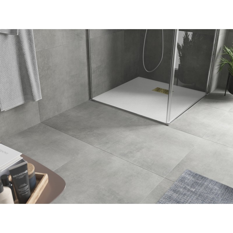 Mexen Hugo quadratische Duschwanne SMC 90 x 90 cm, weiß, goldene Abdeckung - 42109090-G