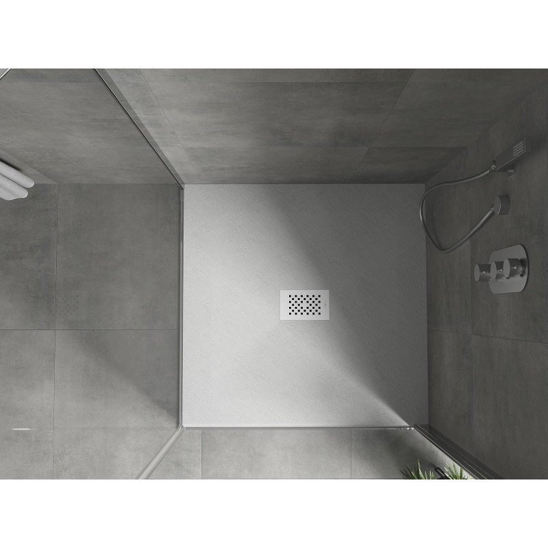 Mexen Hugo Quadratische SMC-Duschwanne 100 x 100 cm, weiß, weiße Abdeckung - 42101010-W