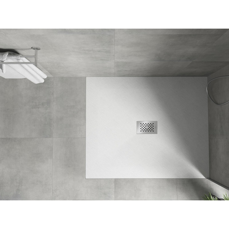 Mexen Hugo Rechteckige Duschwanne SMC 110 x 100 cm, weiß, Abdeckung aus Inox - 42101011-X