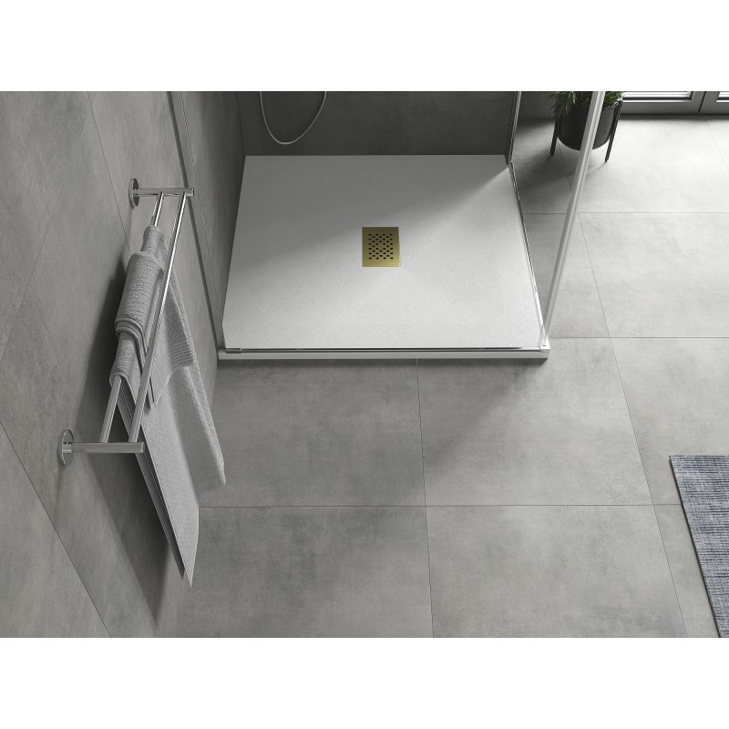 Mexen Hugo Quadratische Duschwanne SMC 100 x 100 cm, weiß, goldene Abdeckung - 42101010-G
