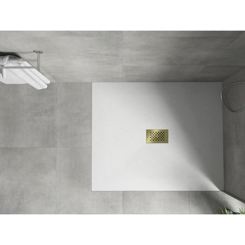 Mexen Hugo rechteckige Duschwanne SMC 110 x 100 cm, weiß, goldene Abdeckung - 42101011-G
