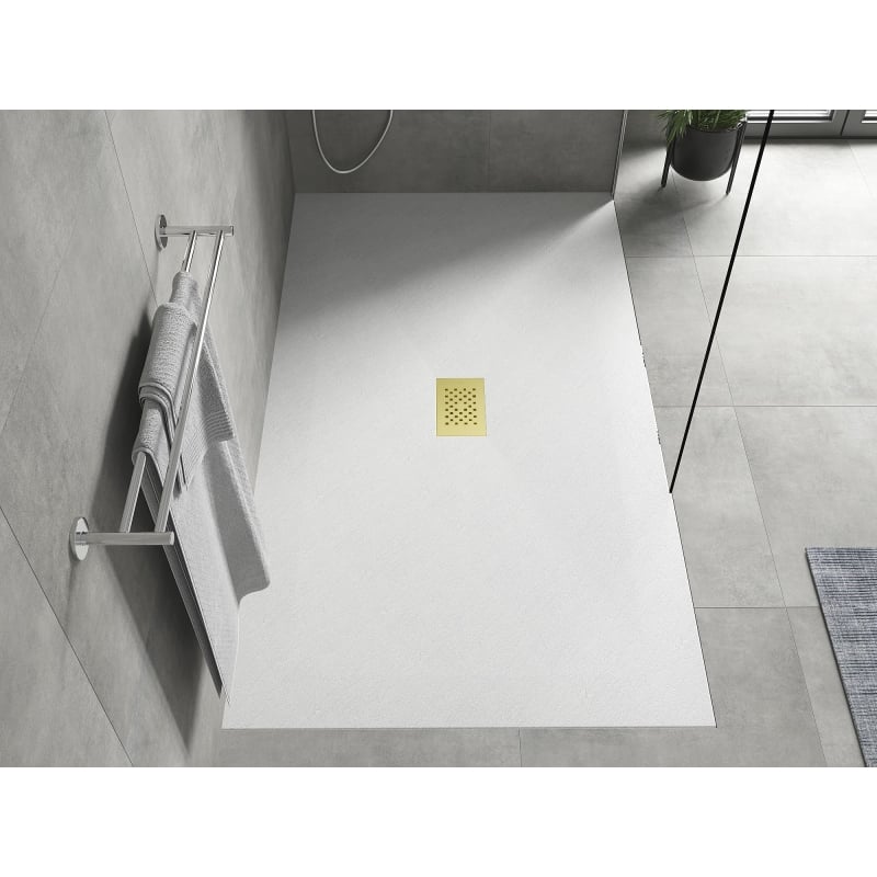 Mexen Hugo Rechteckige Duschwanne SMC 180 x 100 cm, weiß, goldene Abdeckung - 42101018-G