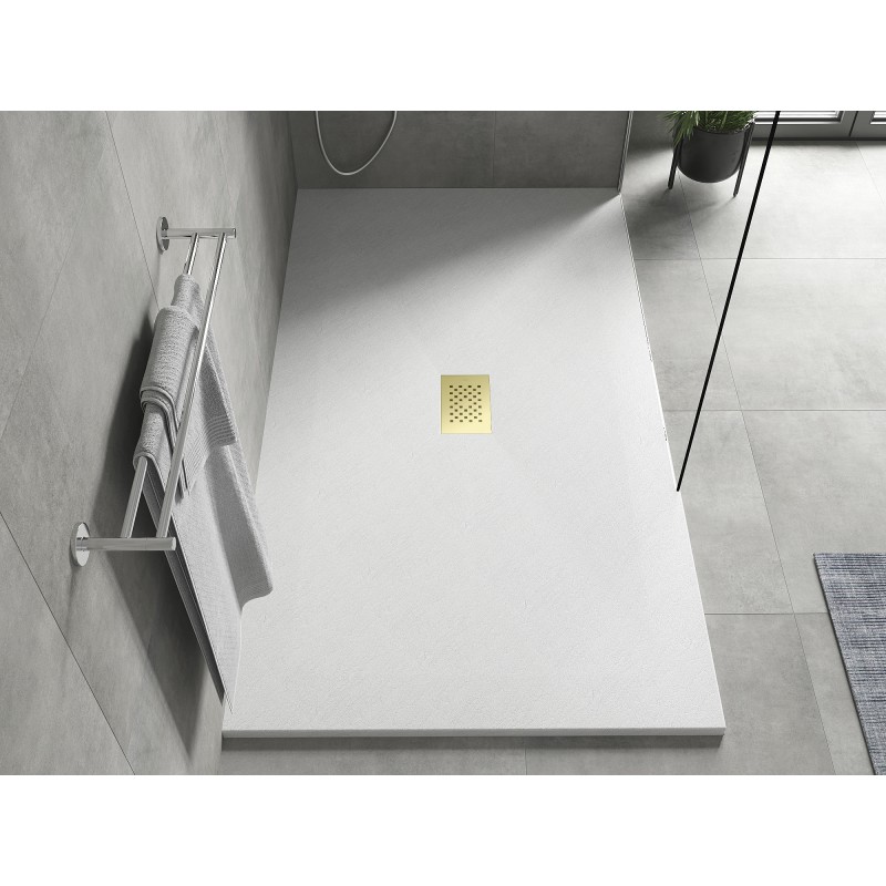 Mexen Hugo rechteckige Duschwanne SMC 180 x 100 cm, weiß, Abdeckung gold - 42101018-G