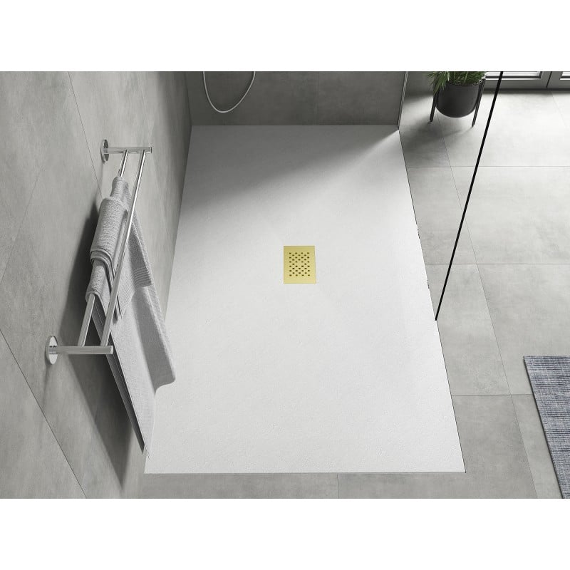 Mexen Hugo rechteckige Duschwanne SMC 200 x 100 cm, weiß, goldene Abdeckung - 42101020-G