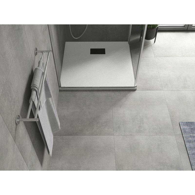 Mexen Hugo quadratische Duschwanne SMC 70 x 70 cm, weiß, schwarze Abdeckung - 42107070-B