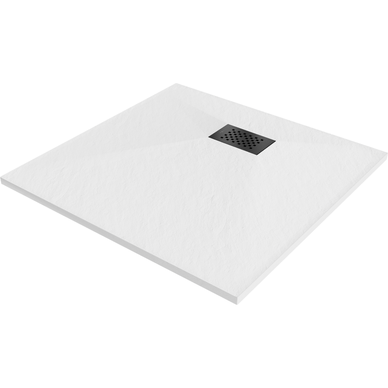 Mexen Hugo quadratische Duschwanne SMC 80 x 80 cm, weiß, schwarze Abdeckung - 42108080-B