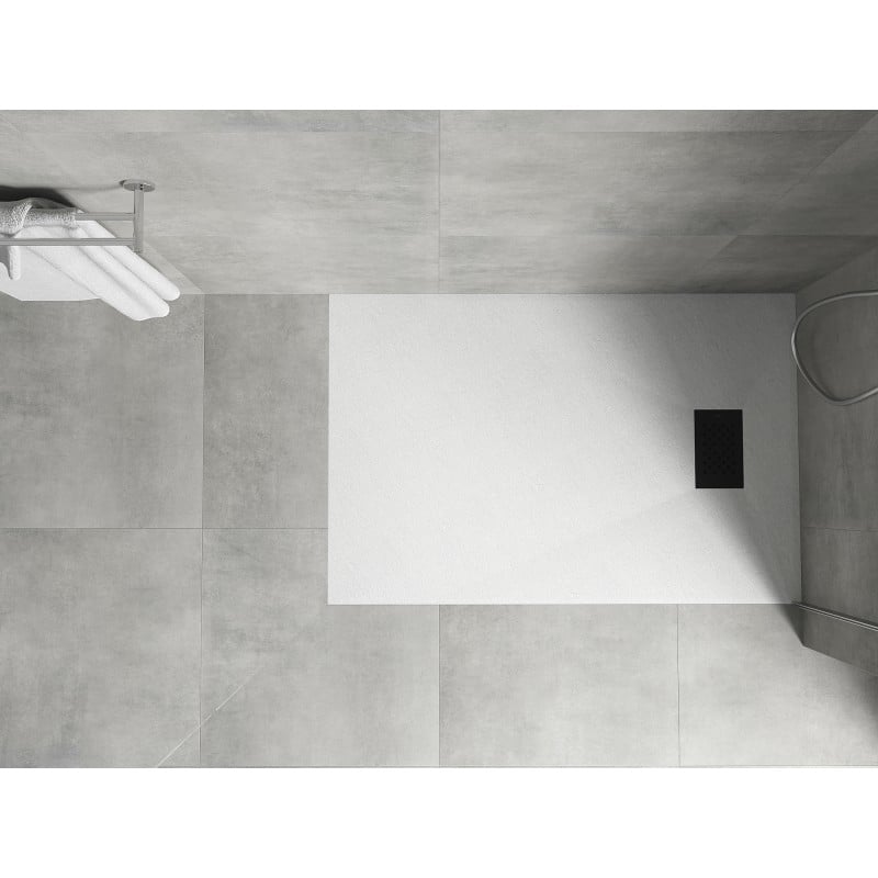 Mexen Hugo rechteckige Duschwanne SMC 100 x 80 cm, weiß, schwarze Abdeckung - 42108010-B