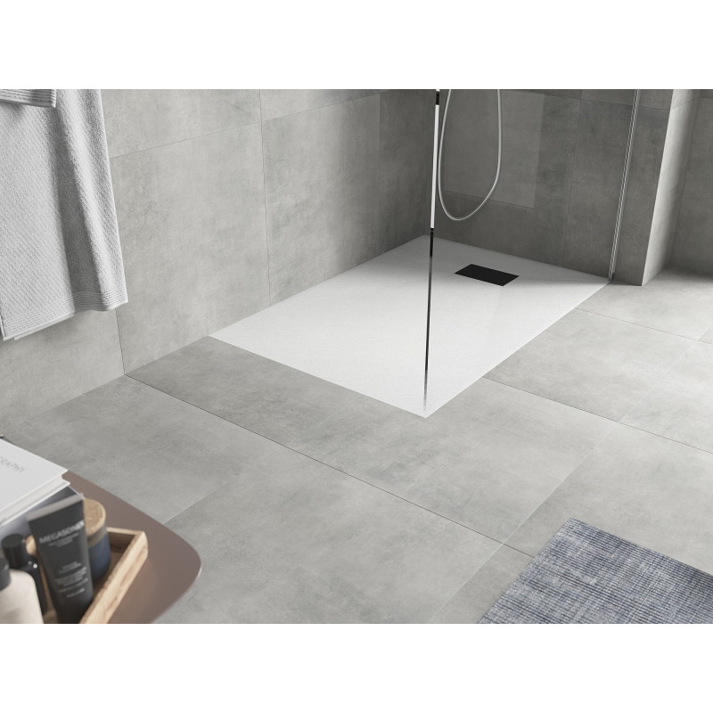 Mexen Hugo Rechteckige Duschwanne SMC 120 x 80 cm, weiß, schwarze Abdeckung - 42108012-B