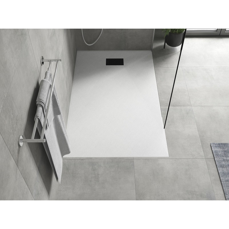 Mexen Hugo rechteckige SMC-Duschwanne 140 x 80 cm, weiß, schwarze Abdeckung - 42108014-B