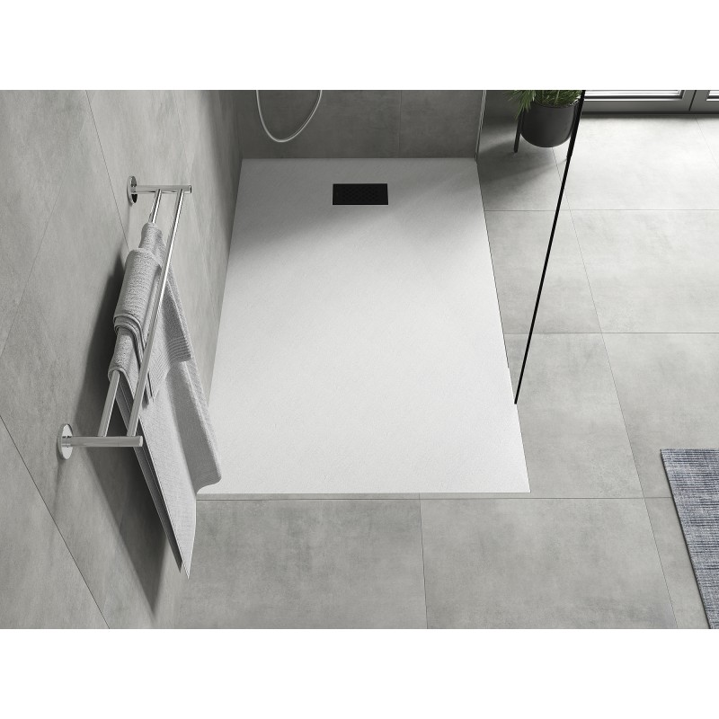 Mexen Hugo SMC Rechteck-Duschwanne 140 x 80 cm, weiß, schwarze Abdeckung - 42108014-B
