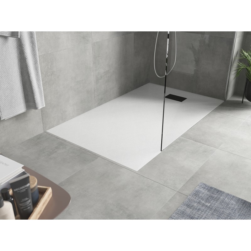 Mexen Hugo SMC Rechteck-Duschwanne 140 x 80 cm, weiß, schwarze Abdeckung - 42108014-B