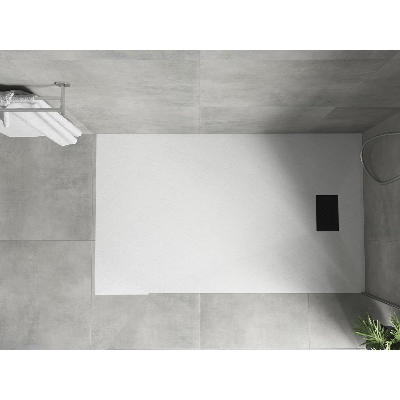 Mexen Hugo Rechteckige Duschwanne SMC 140 x 80 cm, weiß, schwarze Abdeckung - 42108014-B
