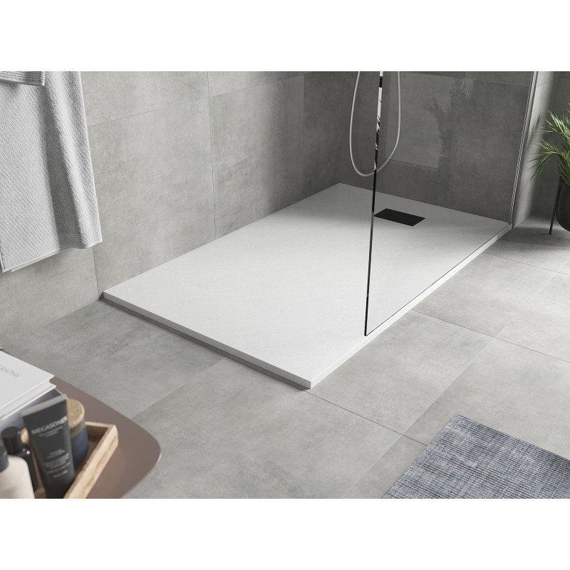 Mexen Hugo rechteckige SMC-Duschwanne 140 x 80 cm, weiß, schwarze Abdeckung - 42108014-B