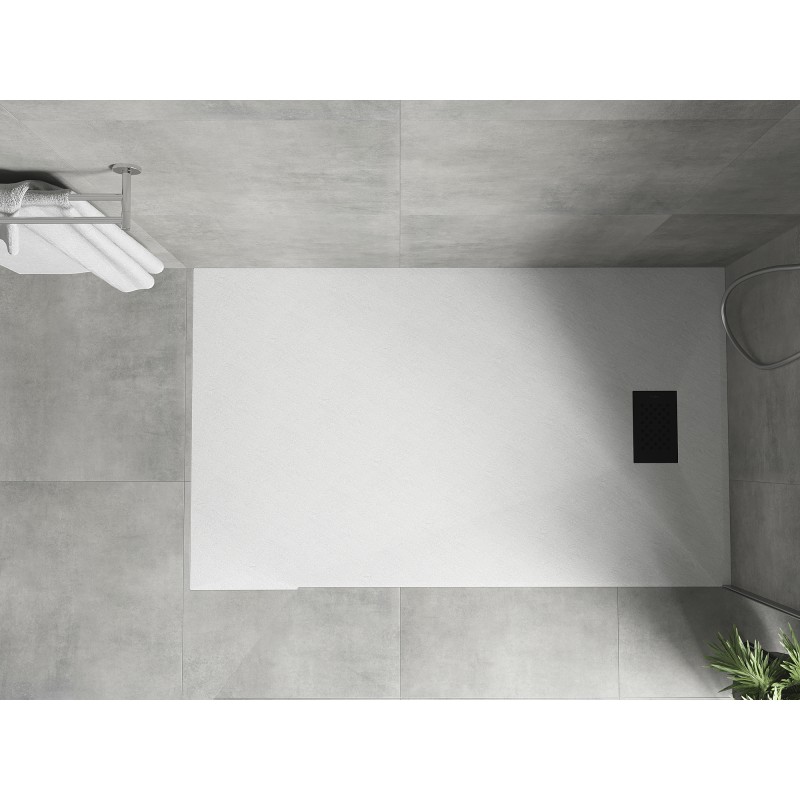 Mexen Hugo rechteckige Duschwanne SMC 160 x 80 cm, weiß, schwarze Abdeckung - 42108016-B