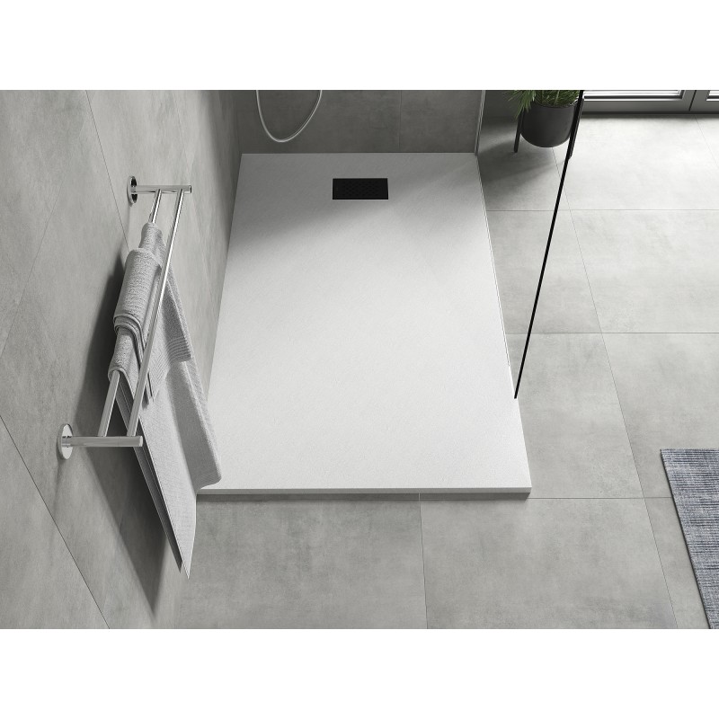Mexen Hugo SMC Rechteck-Duschwanne 140 x 80 cm, weiß, schwarze Abdeckung - 42108014-B