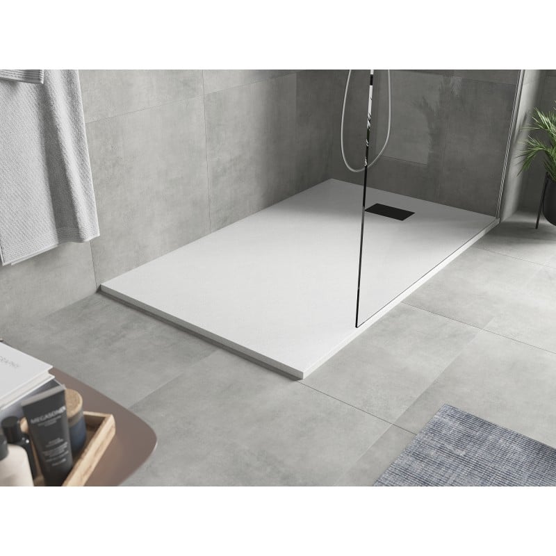 Mexen Hugo rechteckige Duschwanne SMC 160 x 80 cm, weiß, schwarze Abdeckung - 42108016-B