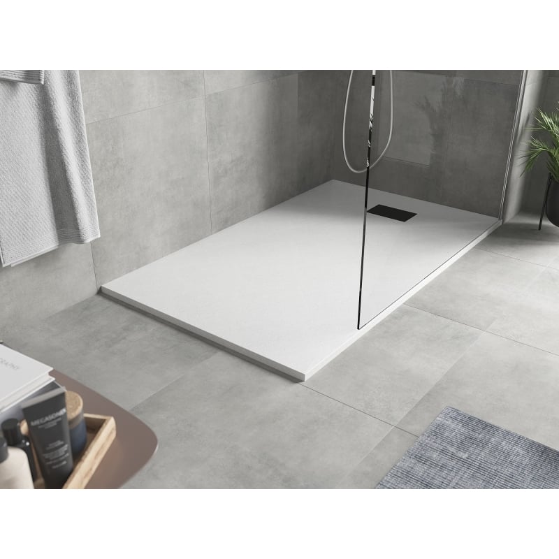 Mexen Hugo Rechteckige Duschwanne SMC 150 x 80 cm, weiß, schwarze Abdeckung - 42108015-B