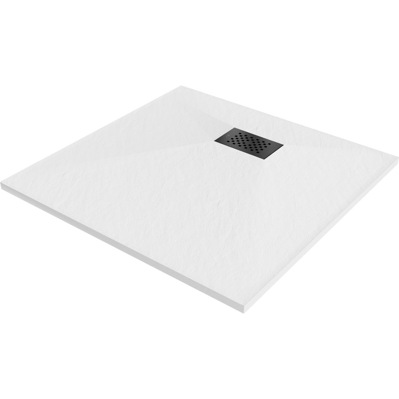 Mexen Hugo Quadratische Duschwanne SMC 90 x 90 cm, weiß, schwarze Abdeckung - 42109090-B