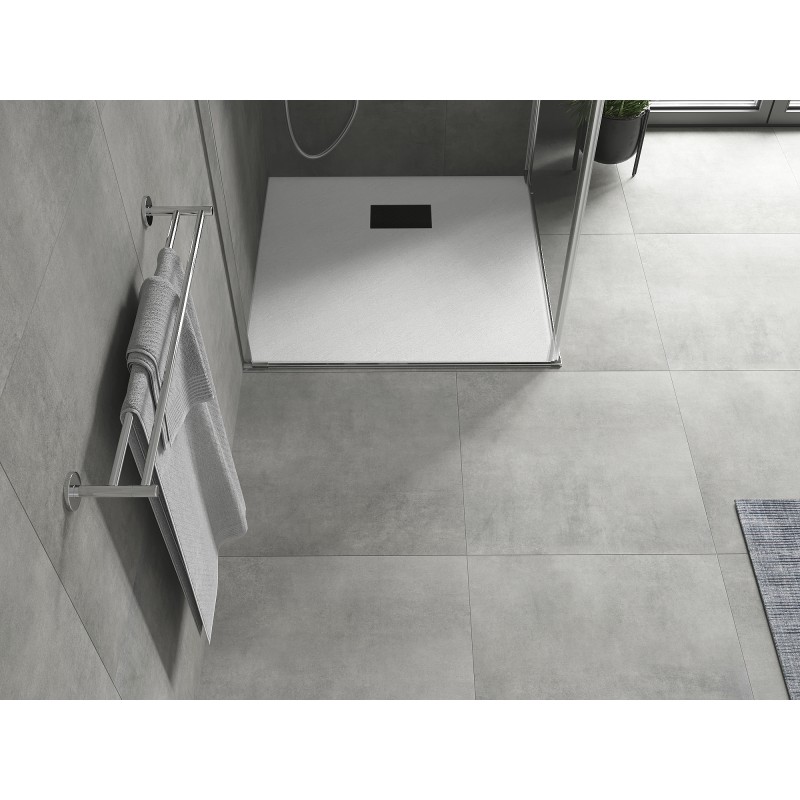 Mexen Hugo Duschwanne quadratisch SMC 90 x 90 cm, weiß, schwarze Abdeckung - 42109090-B