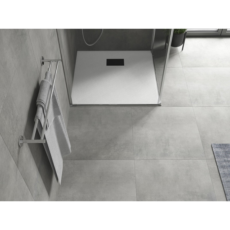 Mexen Hugo Quadratische Duschwanne SMC 90 x 90 cm, weiß, schwarze Abdeckung - 42109090-B