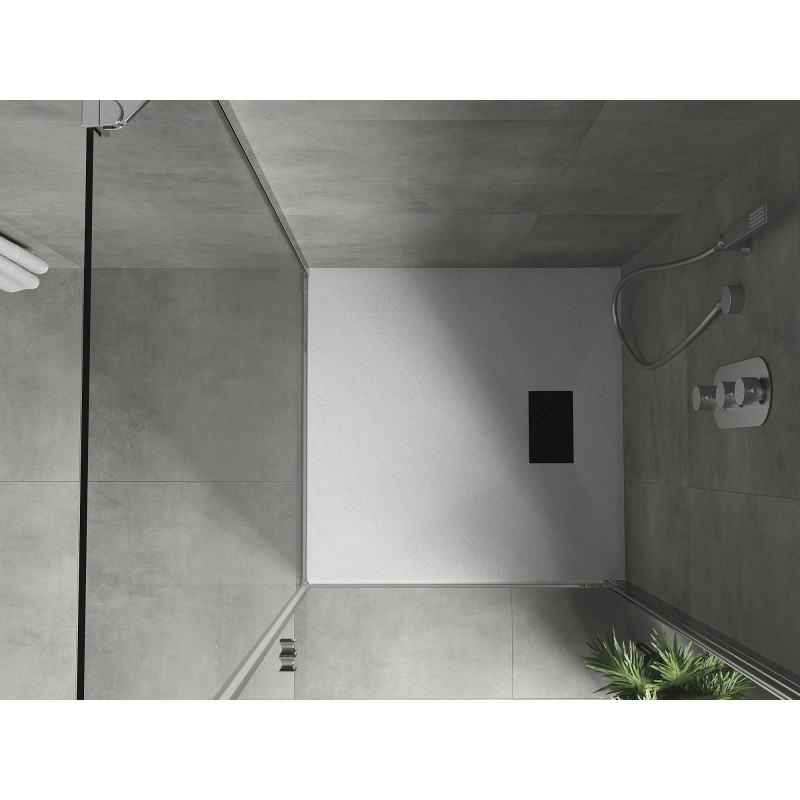 Mexen Hugo Quadratische Duschwanne SMC 90 x 90 cm, weiß, schwarze Abdeckung - 42109090-B