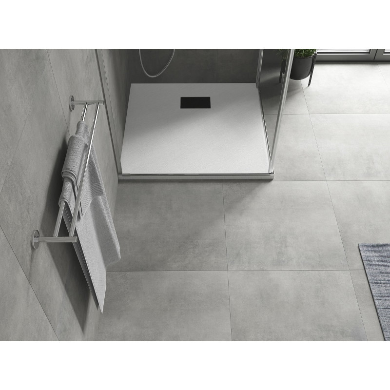 Mexen Hugo Quadratische Duschwanne SMC 90 x 90 cm, weiß, schwarze Abdeckung - 42109090-B