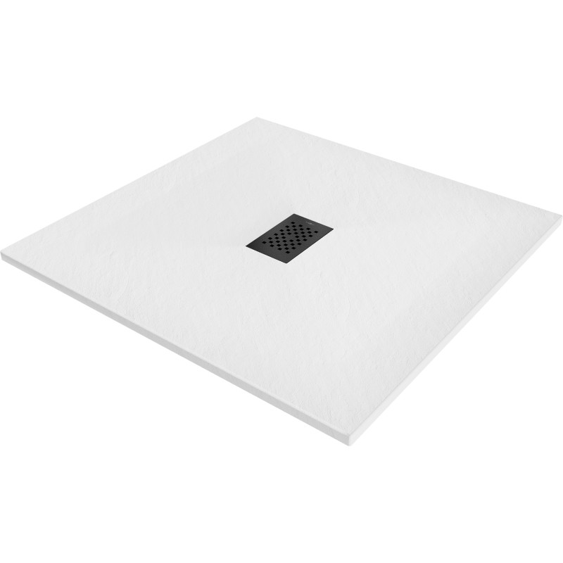 Mexen Hugo Quadratische SMC-Duschwanne 100 x 100 cm, weiß, schwarze Abdeckung - 42101010-B