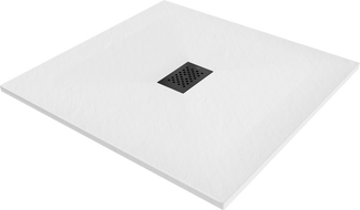 Mexen Hugo Quadratische Duschwanne SMC 100 x 100 cm, weiß, schwarze Abdeckung - 42101010-B