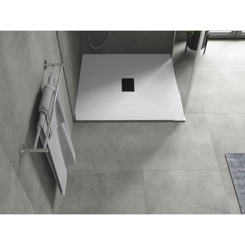 Mexen Hugo SMC Quadrat-Duschwanne 100 x 100 cm, weiß, schwarze Abdeckung - 42101010-B