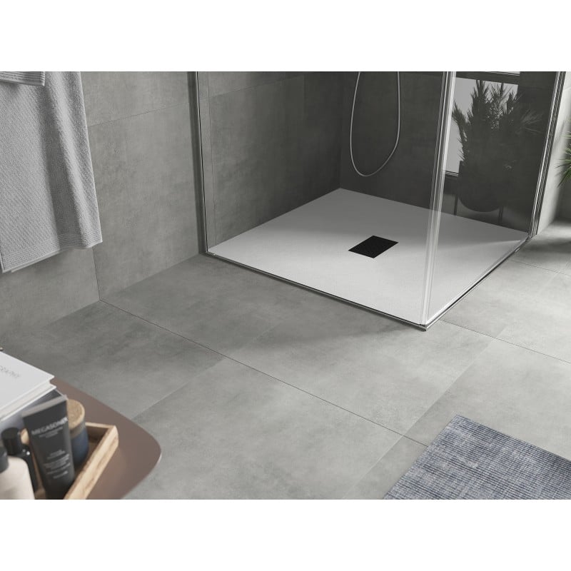 Mexen Hugo SMC Quadrat-Duschwanne 100 x 100 cm, weiß, schwarze Abdeckung - 42101010-B