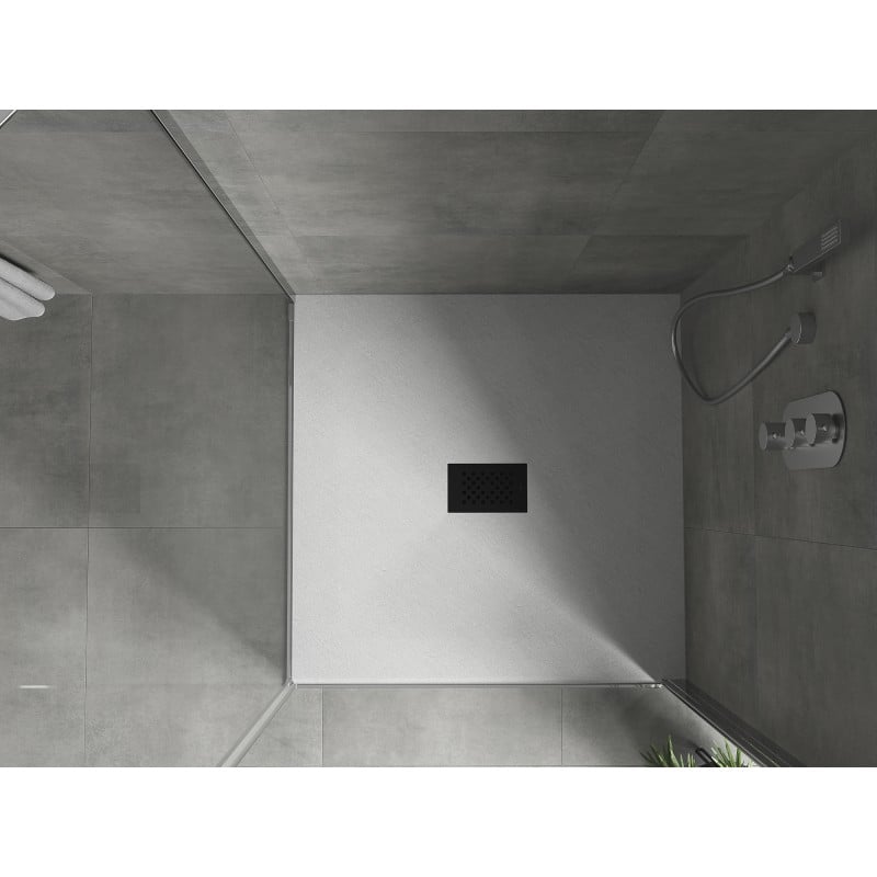 Mexen Hugo SMC Quadrat-Duschwanne 100 x 100 cm, weiß, schwarze Abdeckung - 42101010-B
